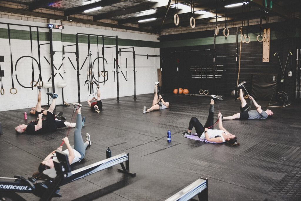 the group class laying down stretching once the class is completed