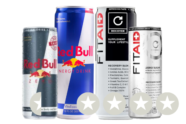 FIT AID AND RED BULL WITH THEIR STAR RATINGS